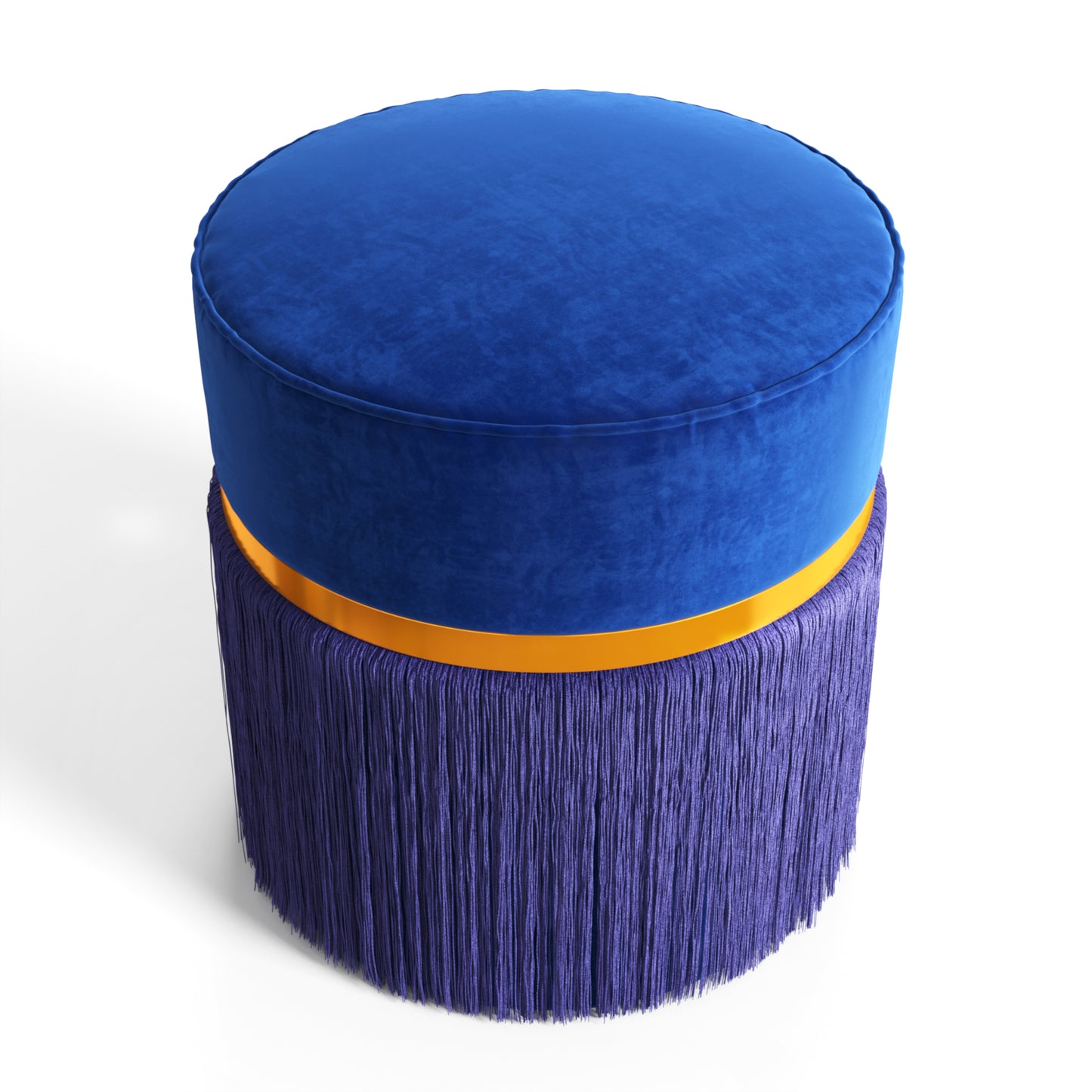 Dolly Fringed Ottoman - Classic Blue